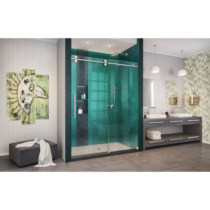 DreamLine SHDR-61607620-08 Enigma-XO 56-60"W x 76"H Fully Frameless Sliding Shower Door in Polished Stainless Steel