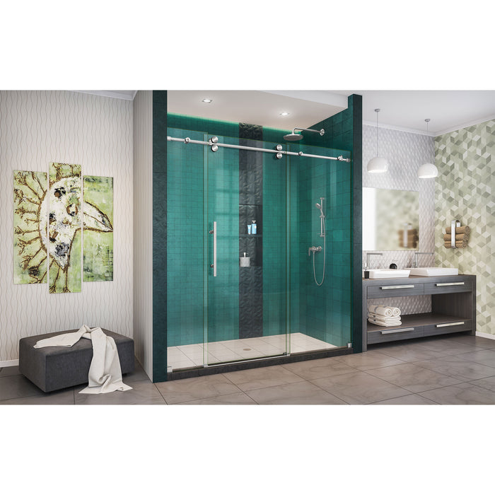 DreamLine SHDR-61727620-07 Enigma-XO 68-72"W x 76"H Fully Frameless Sliding Shower Door in Brushed Stainless Steel