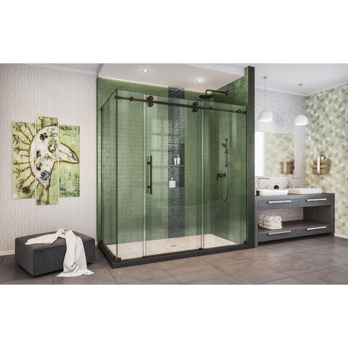 DreamLine SHEN-6134722-06 Enigma-XO 34 1/2"D x 68 3/8-72 3/8"W x 76"H Frameless Shower Enclosure in Oil Rubbed Bronze Stainless Steel