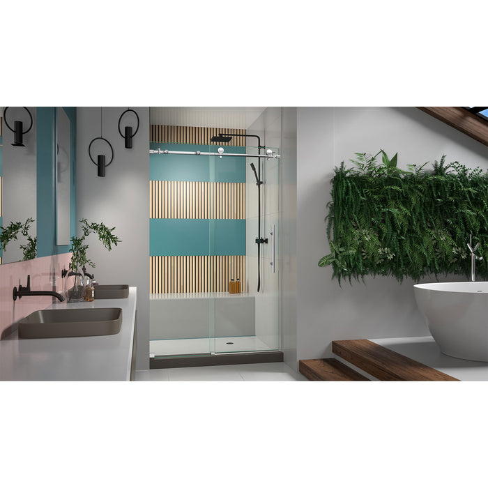 DreamLine SHDR-61487610-08 Enigma-X 44-48"W x 76"H Fully Frameless Sliding Shower Door in Polished Stainless Steel - Bath4All