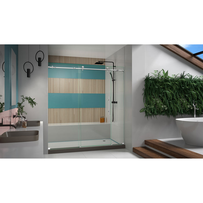 DreamLine SHDR-61727610-07 Enigma-X 68-72"W x 76"H Fully Frameless Sliding Shower Door in Brushed Stainless Steel