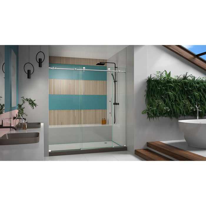 DreamLine SHDR-61727610-08 Enigma-X 68-72"W x 76"H Fully Frameless Sliding Shower Door in Polished Stainless Steel