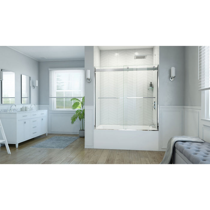 DreamLine TDEH60W600XXX01 Essence-H 56-60"W x 60"H Semi-Frameless Bypass Tub Door in Chrome