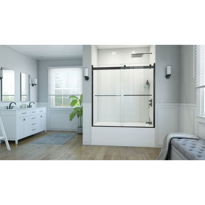 DreamLine TDEH60W600XXX09 Essence-H 56-60"W x 60"H Semi-Frameless Bypass Tub Door in Satin Black