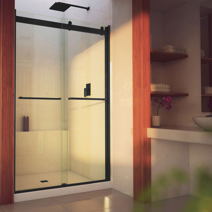 Dreamline SHDR-634876H-09 Essence-H 44-48"W x 76"H Semi-Frameless Bypass Shower Door in Satin Black