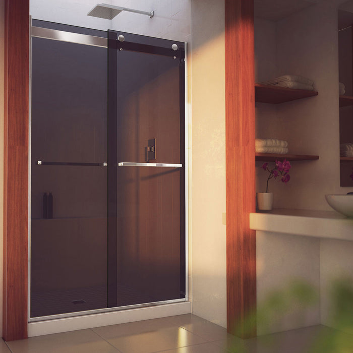 Dreamline SHDR-634876HG01 Essence-H 44-48"W x 76"H Semi-Frameless Bypass Shower Door in Chrome and Gray Glass