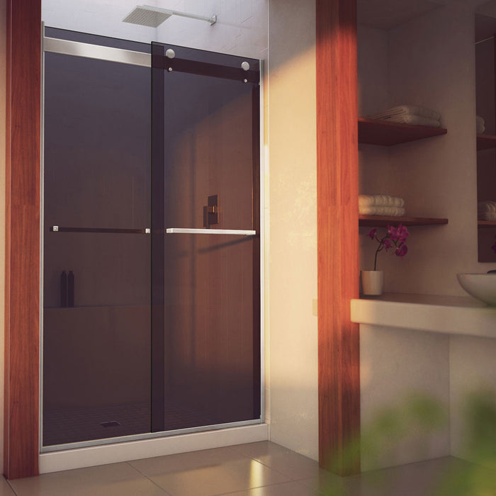 Dreamline SHDR-634876HG04 Essence-H 44-48"W x 76"H Semi-Frameless Bypass Shower Door in Brushed Nickel and Gray Glass