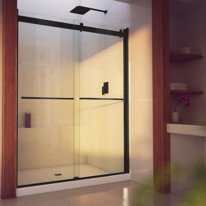 Dreamline SHDR-636076H-09 Essence-H 56-60"W x 76"H Semi-Frameless Bypass Shower Door in Satin Black