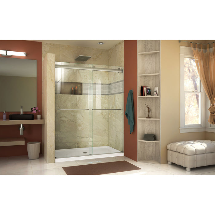 DreamLine SHDR-6360760-04 Essence 56-60"W x 76"H Frameless Bypass Shower Door in Brushed Nickel