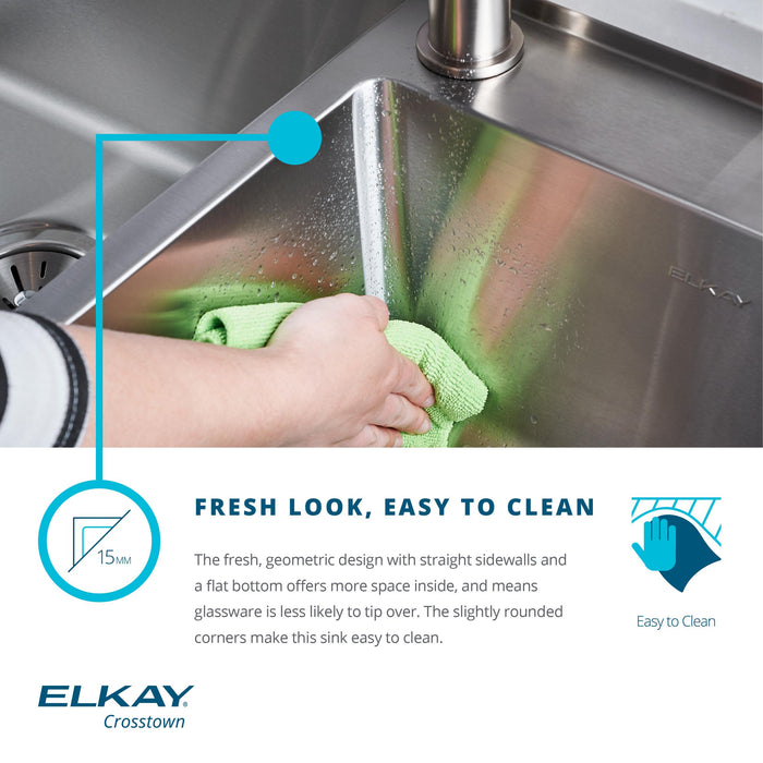 Elkay ECTRU24169RTWC 25-1/2" x 18-1/2" Stainless Steel Single-Bowl Undermount Kitchen Sink Kit in Polished Satin