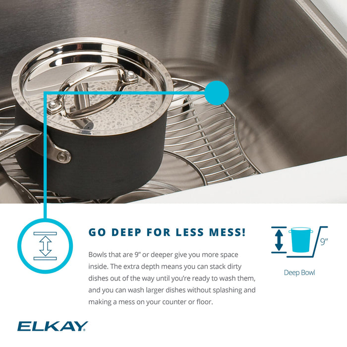Elkay DLR3322121 33" x 22" Stainless Steel 1-Hole Double-Bowl Drop-In Kitchen Sink in Lustrous Satin