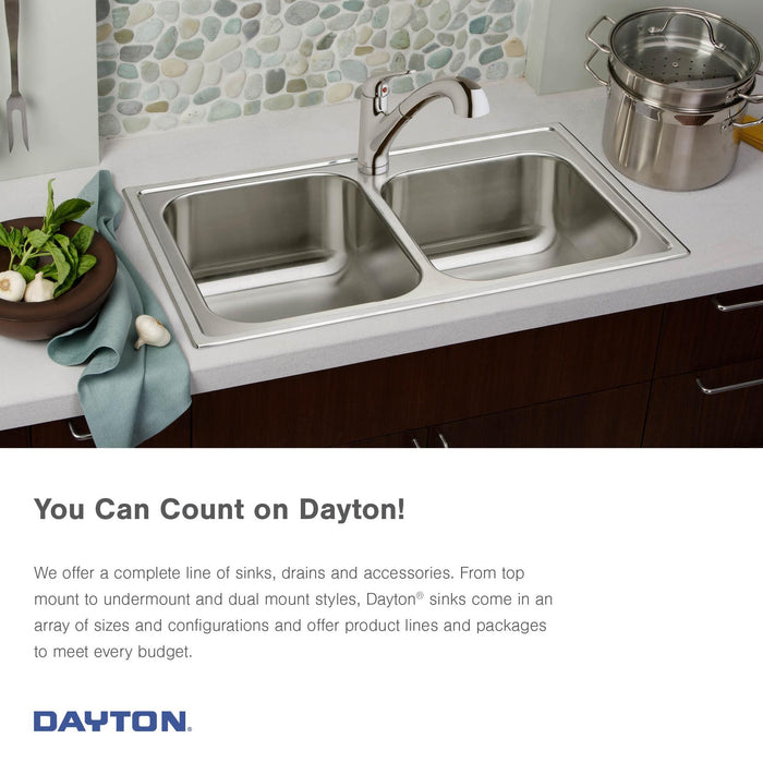 Elkay D233192 33" x 19" Stainless Steel 2-Hole Double-Bowl Drop-In Sink in Satin