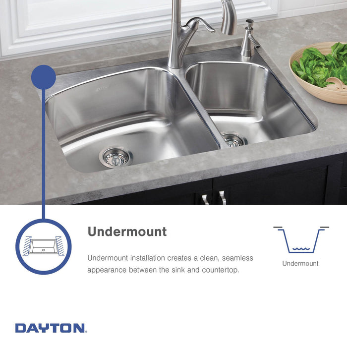 Elkay DCFU312010L 31-3/4" x 20-1/2" Stainless Steel Double-Bowl Undermount Kitchen Sink in Soft Satin