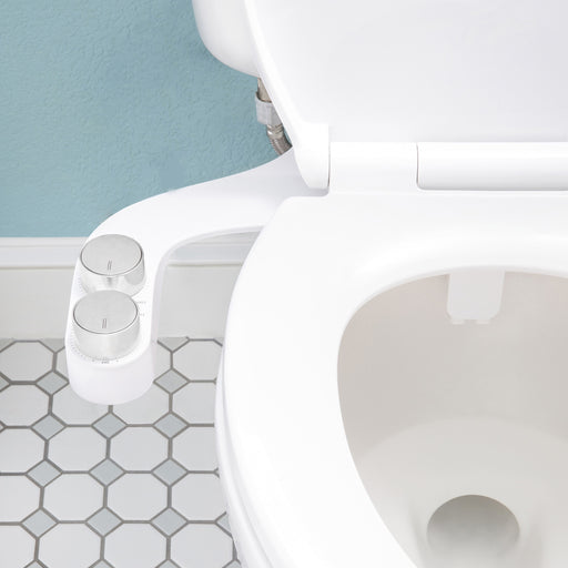 Brondell FSR-25 FreshSpa controls beside an open toilet seat, viewed from above