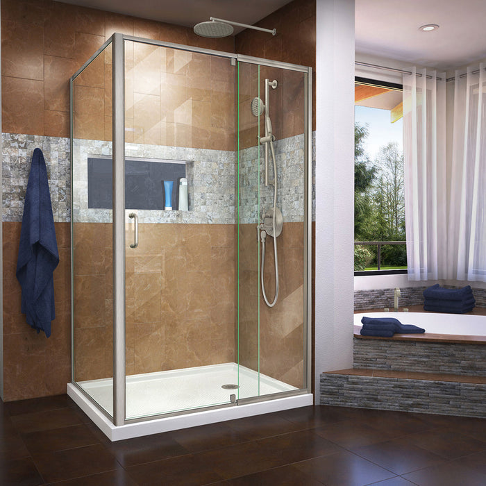 Dreamline SHDR2234420RT04 Flex 34 1/2"D x 38-42"W x 72"H Semi-Frameless Pivot Shower Enclosure in Brushed Nickel