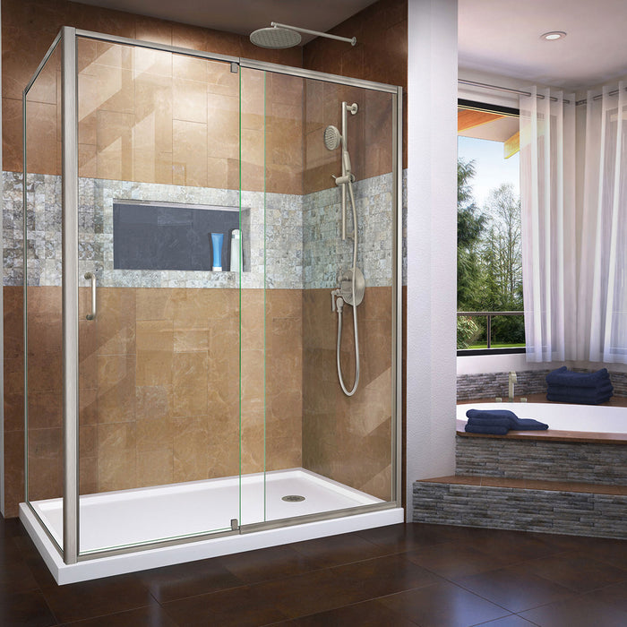 Dreamline SHDR2234540RT04 Flex 34 1/2"D x 50-54"W x 72"H Semi-Frameless Pivot Shower Enclosure in Brushed Nickel