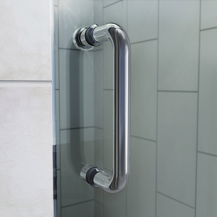 DreamLine DL-6226C-01 Flex 36"D x 48"W x 76 3/4"H Semi-Frameless Shower Door in Chrome with Center Drain White Base and Backwalls