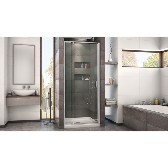 DreamLine DL-6216C-22-01 Flex 36"D x 36"W x 74 3/4"H Semi-Frameless Pivot Shower Door in Chrome with Center Drain Biscuit Base