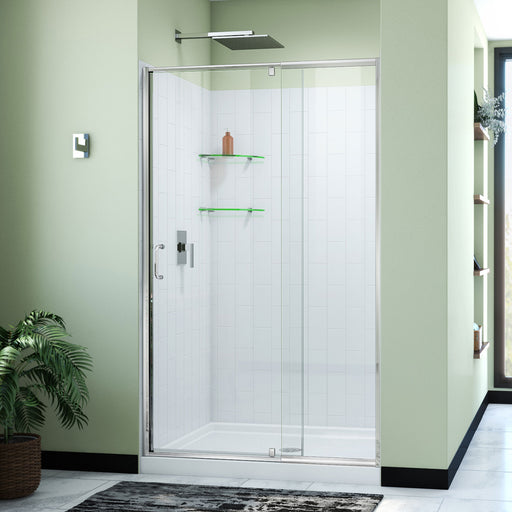 DreamLine D2224836XXC0001 Flex Pivot Shower Door, Base,, White Wall Kit in Chrome