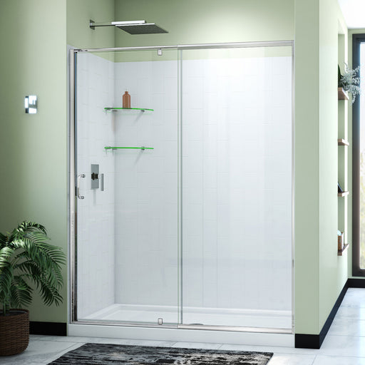 DreamLine D2226034XXC0001 Flex Pivot Shower Door, Base,, White Wall Kit in Chrome