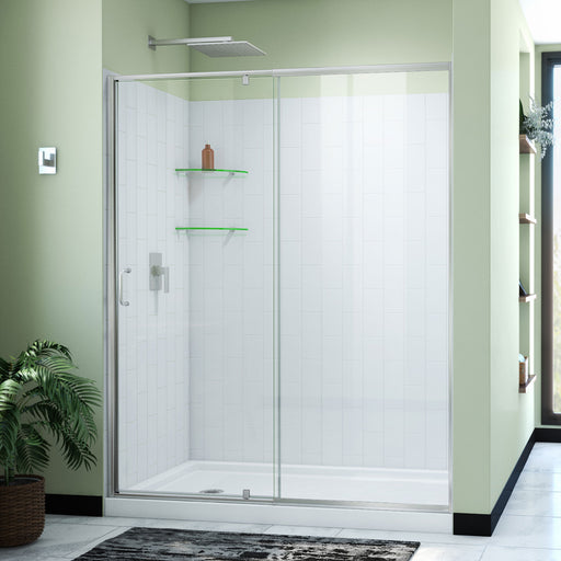 DreamLine D2226034XXL0004 Flex Pivot Shower Door, Base,, White Wall Kit in Brushed Nickel