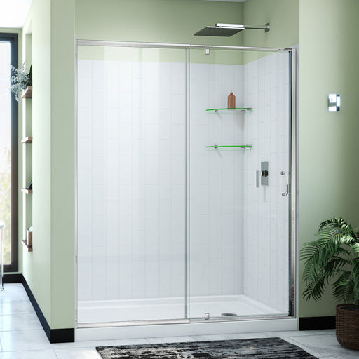 DreamLine D2226034XXR0001 Flex Pivot Shower Door, Base,, White Wall Kit in Chrome
