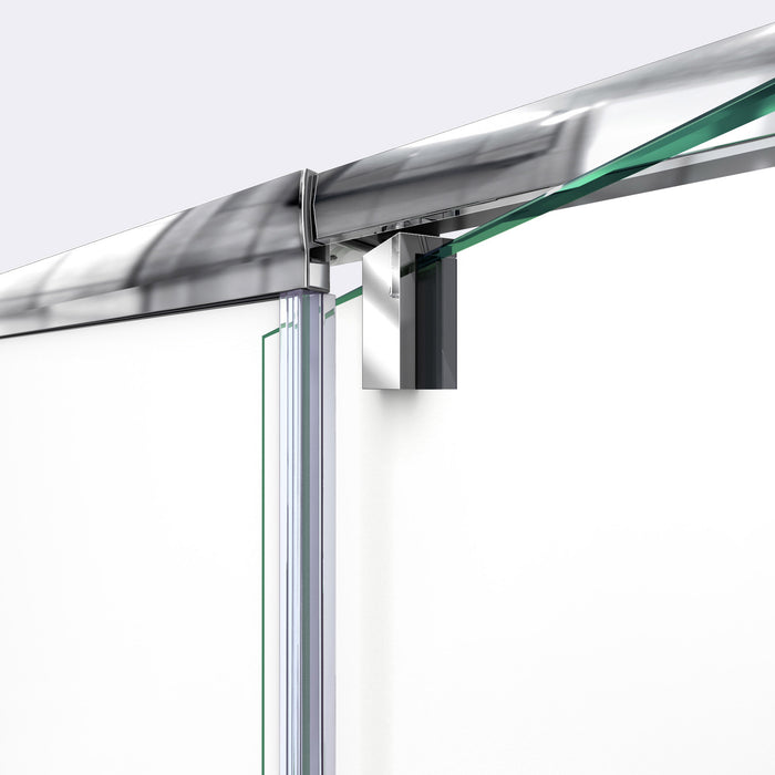 DreamLine DL-6226C-01 Flex 36"D x 48"W x 76 3/4"H Semi-Frameless Shower Door in Chrome with Center Drain White Base and Backwalls