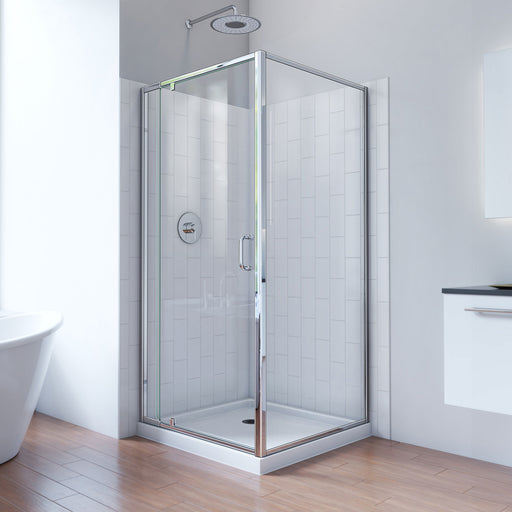 DreamLine E2223636XXQ0001 Flex Pivot Shower Enclosure, Base,, White Wall Kit in Chrome