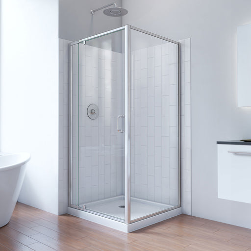 DreamLine E2223636XXQ0004 Flex Pivot Shower Enclosure, Base,, White Wall Kit in Brushed Nickel