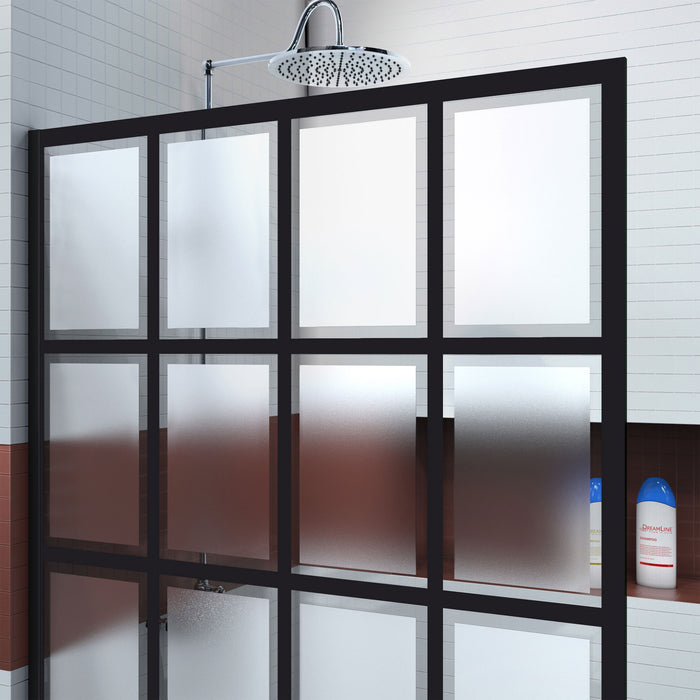 DreamLine SHDR-3234721-87 French Linea Rhone 34"W x 72"H Single Panel Frameless Shower Door, Open Entry Design in Satin Black