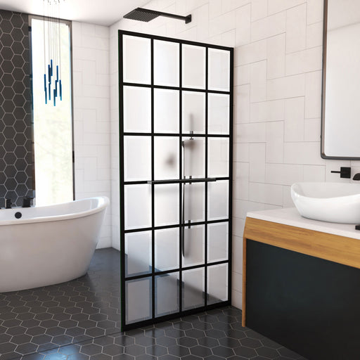 DreamLine SDFL34W720XTX87 Rhone H Frameless Shower Screen in Satin Black
