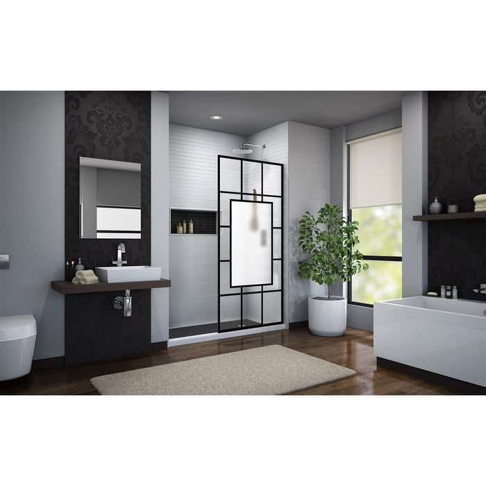 DreamLine SHDR-3234721-86 French Linea Avignon 34"W x 72"H Single Panel Frameless Shower Door, Open Entry Design in Satin Black