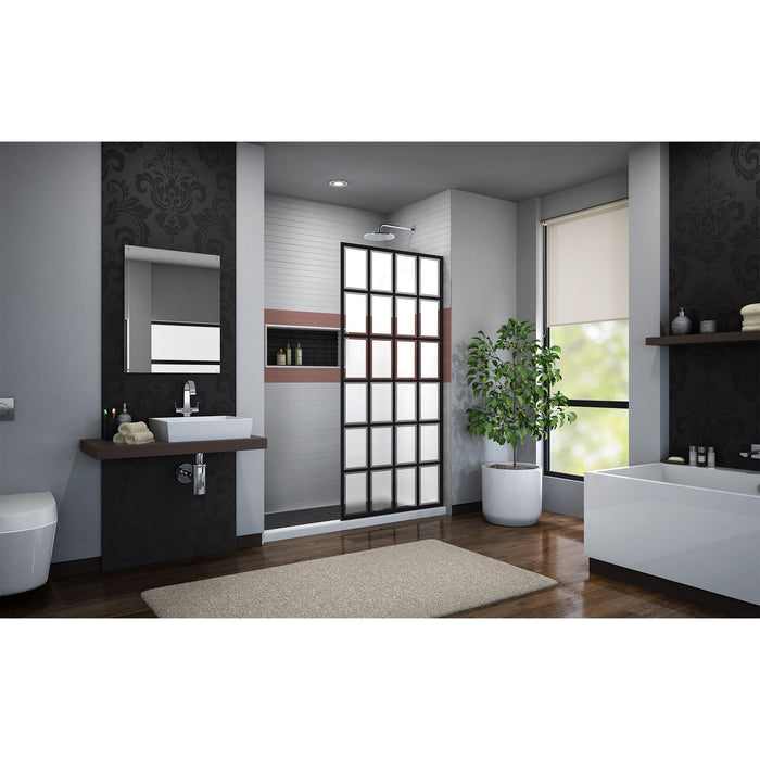 DreamLine SHDR-3234721-87 French Linea Rhone 34"W x 72"H Single Panel Frameless Shower Door, Open Entry Design in Satin Black