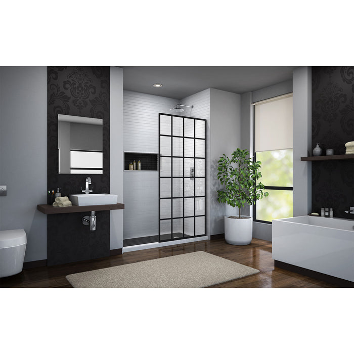 DreamLine SHDR-3234721-89 French Linea Toulon 34"W x 72"H Single Panel Frameless Shower Door, Open Entry Design in Satin Black