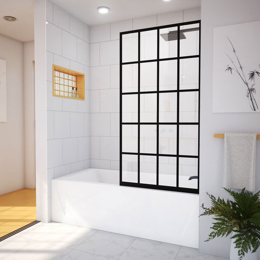 DreamLine SHDR-3230581-89 French Linea Toulon Frameless Single Panel Tub Screen in Satin Black
