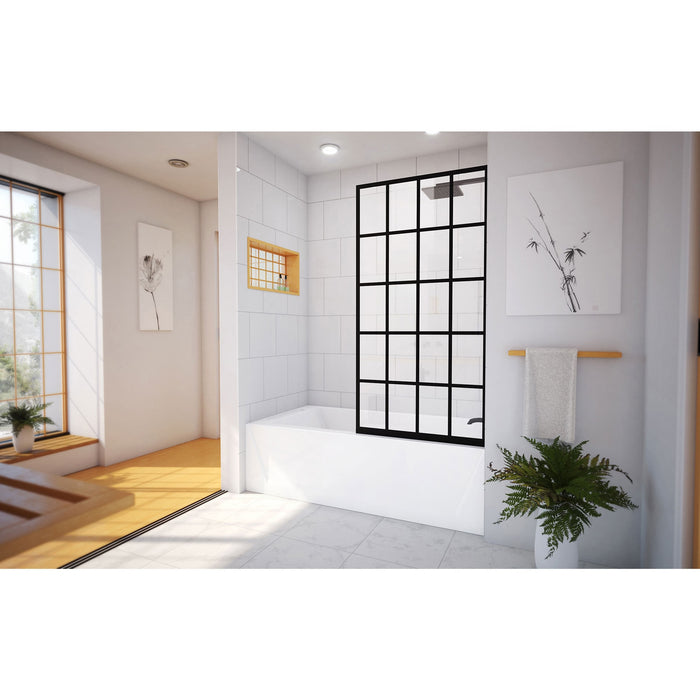 DreamLine SHDR-3230581-89 French Linea Toulon 30"W x 58"H Frameless Single Panel Tub Screen in Satin Black