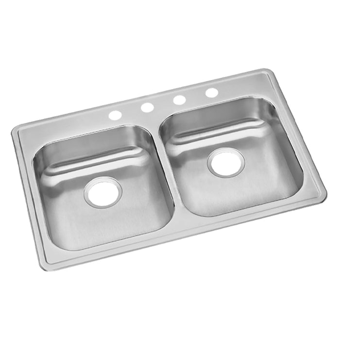 Elkay GE233222 Stainless Steel 2-Hole Double-Bowl Drop-In Sink