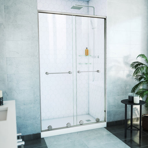 DreamLine SDHA48W760VXX04 Harmony Frameless Bypass Shower Door in Brushed Nickel