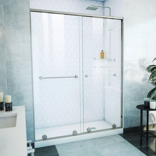 DreamLine SDHA60W760VXX04 Harmony Frameless Bypass Shower Door in Brushed Nickel