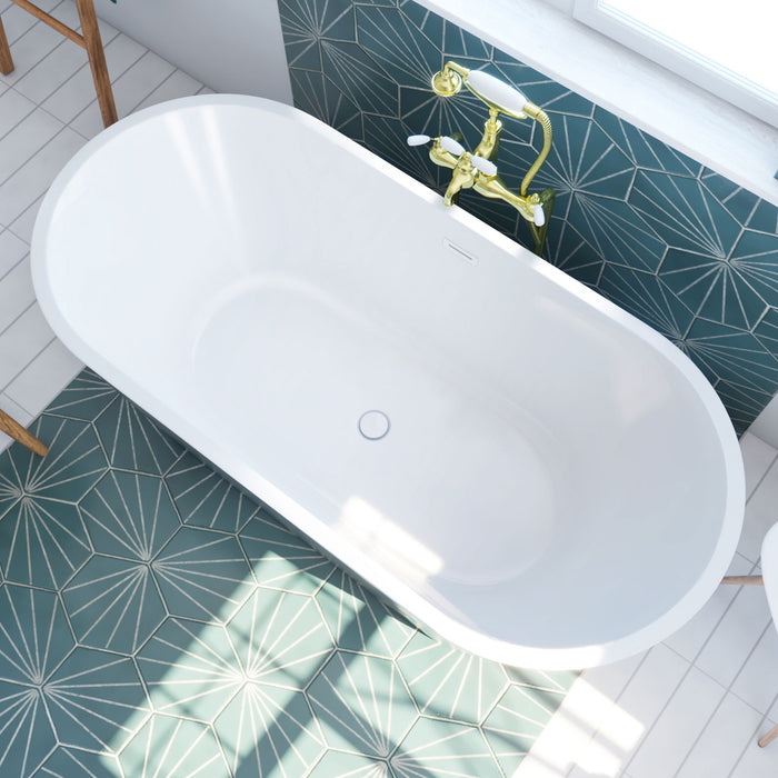 DreamLine BTHN6731DFXX00 Havana 67"W x 31"D Acrylic Freestanding Bathtub in White