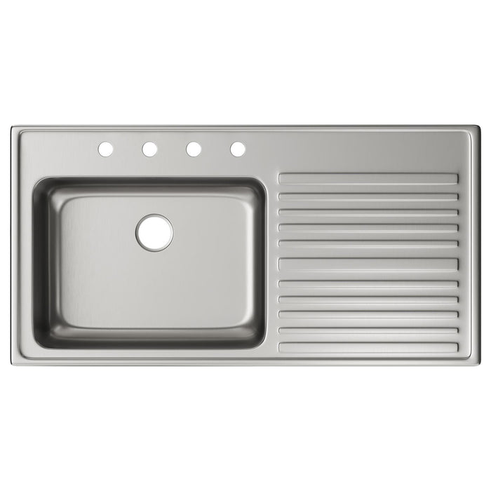 Elkay ILGR4322L4 43" x 22" Stainless Steel 4-Hole Single-Bowl Drop-In Kitchen Sink in Lustrous Satin