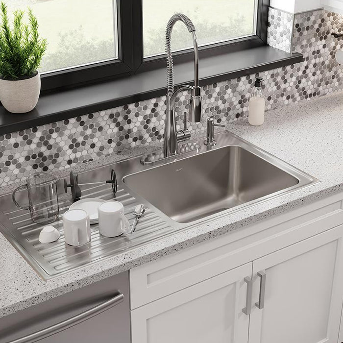 Elkay ILGR4322R4 43" x 22" Stainless Steel 4-Hole Single-Bowl Drop-In Kitchen Sink in Lustrous Satin