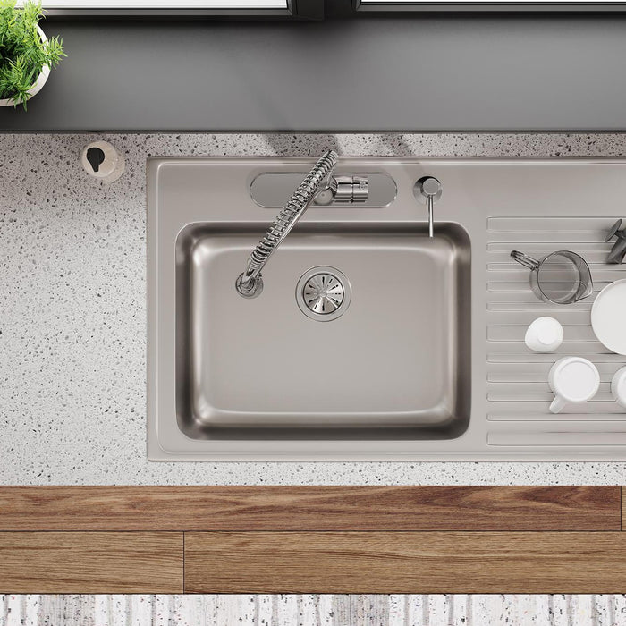 Elkay ILGR4322R4 43" x 22" Stainless Steel 4-Hole Single-Bowl Drop-In Kitchen Sink in Lustrous Satin