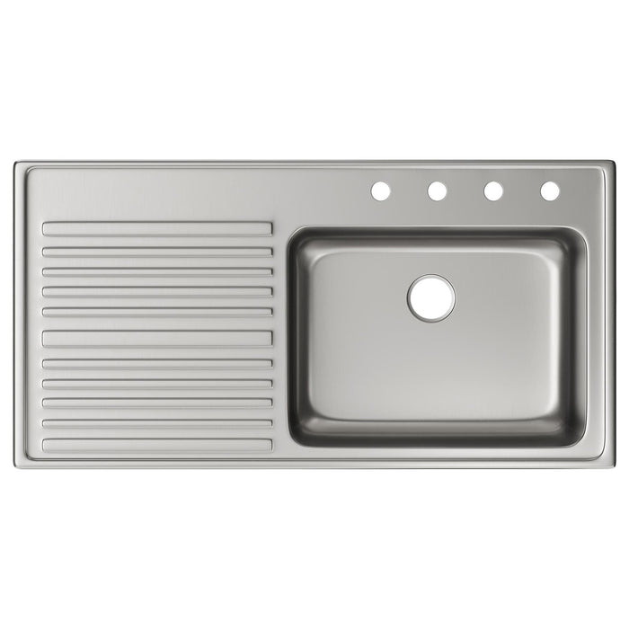 Elkay ILGR4322R4 43" x 22" Stainless Steel 4-Hole Single-Bowl Drop-In Kitchen Sink in Lustrous Satin