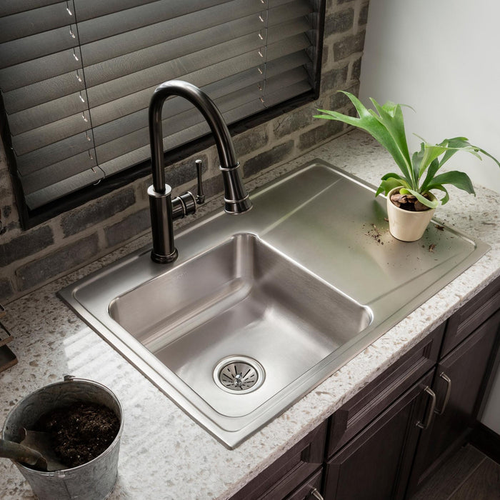 Elkay ILR3322L1 33" x 22" Stainless Steel 1-Hole Single-Bowl Drop-In Kitchen Sink in Lustrous Satin