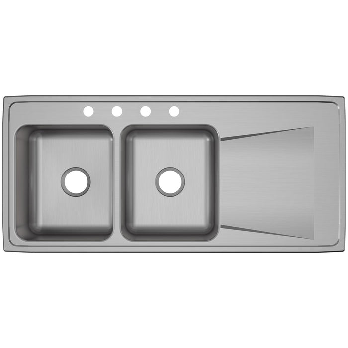 Elkay ILR4822L4 48" x 22" Stainless Steel 4-Hole Double-Bowl Drop-In Kitchen Sink in Lustrous Satin