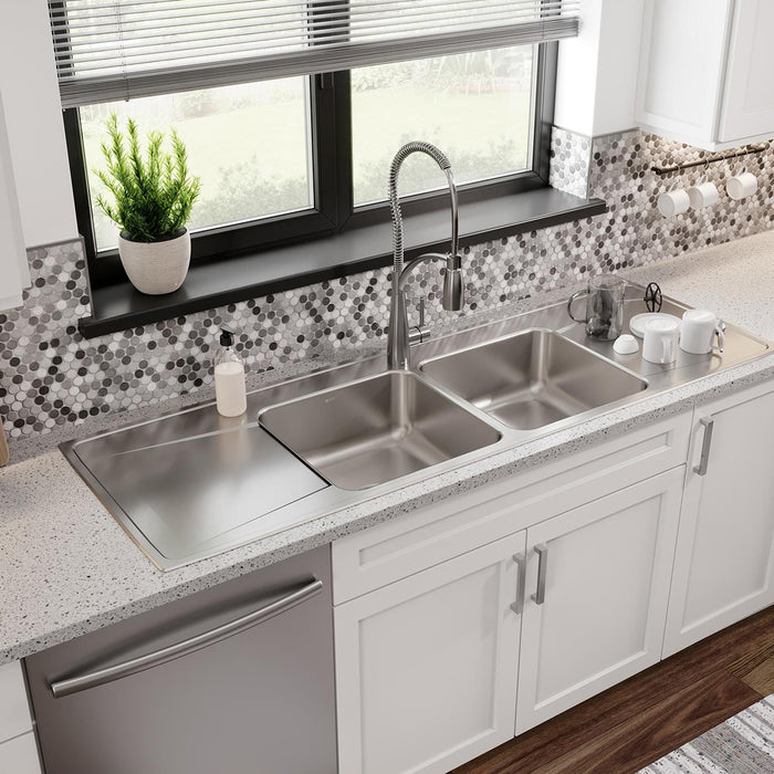 Elkay ILR6622DD0 66" x 22" Stainless Steel Double-Bowl Drop-In Kitchen Sink in Lustrous Satin