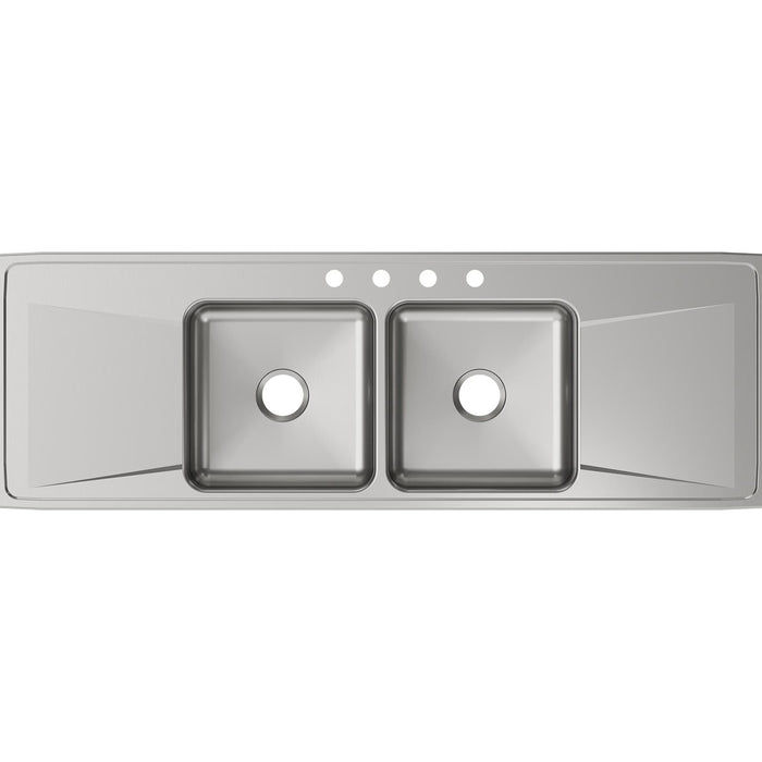 Elkay ILR6622DD4 66" x 22" Stainless Steel 4-Hole Double-Bowl Drop-In Kitchen Sink in Lustrous Satin