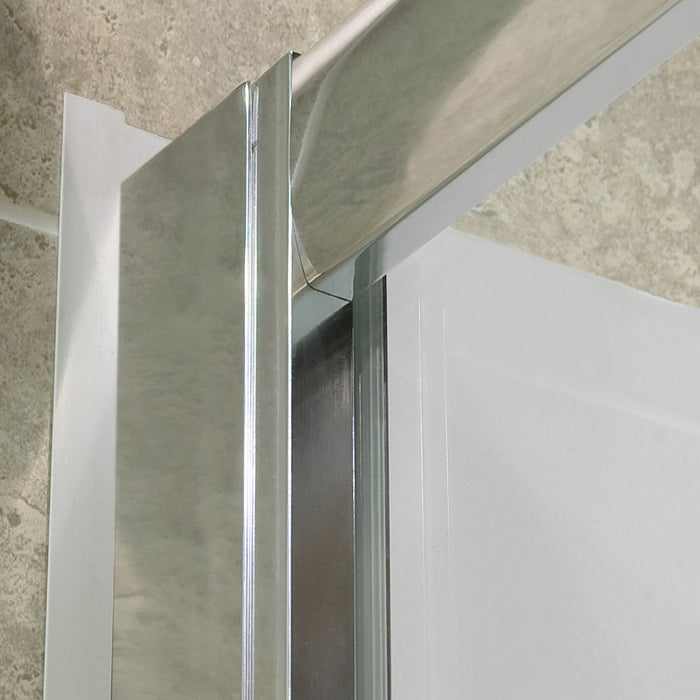 DreamLine DL-6115R-04CL Visions 36"D x 60"W x 76 3/4"H Sliding Shower Door in Brushed Nickel with Right Drain White Base, Backwalls