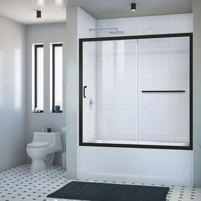 Dreamline SHDR-0960580-09 Infinity-Z 56-60"W x 58"H Semi-Frameless Sliding Tub Door, Clear Glass in Satin Black